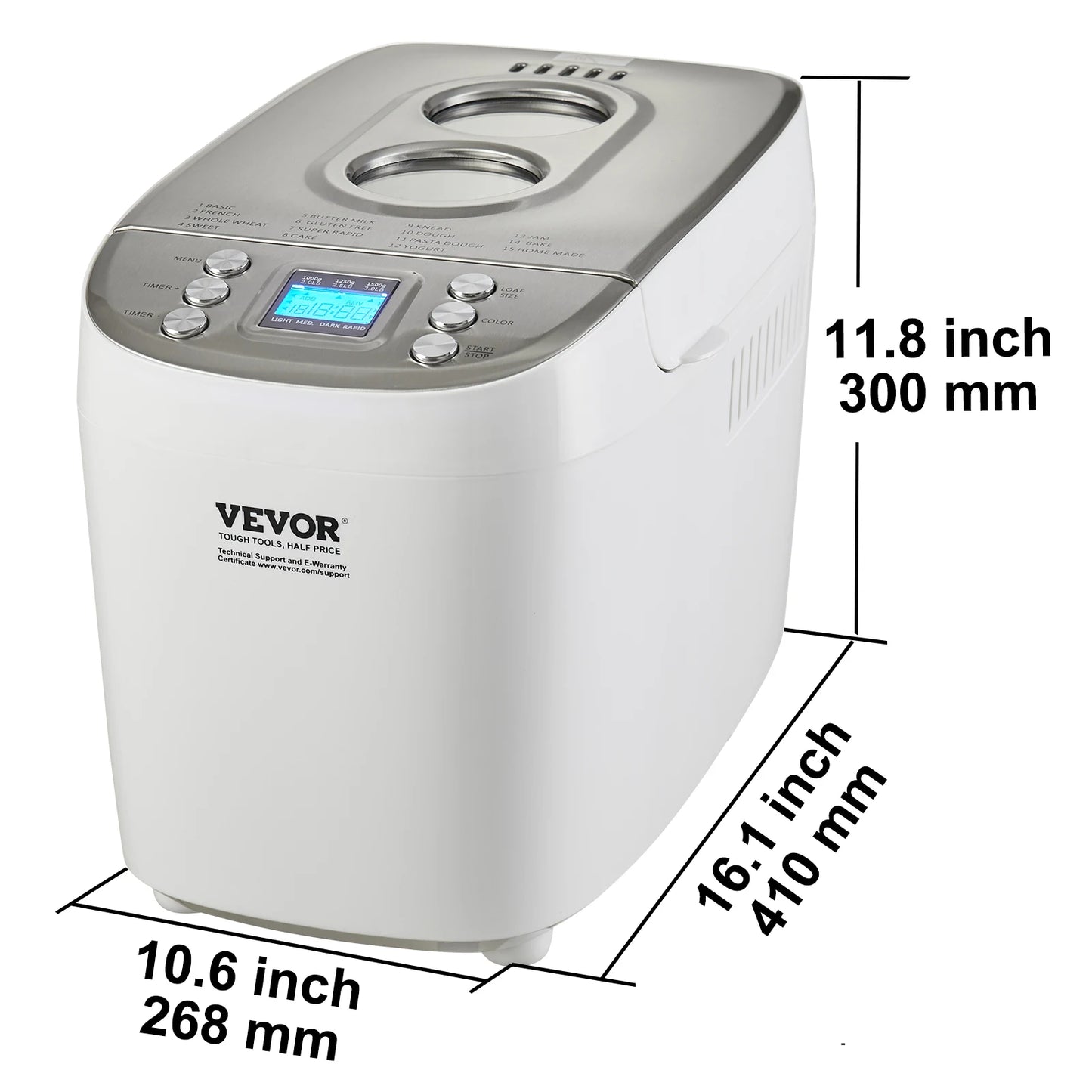 SucceBuy 3 LB Bread Maker 15-in-1 Dough Machine Nonstick Ceramic Pan Automatic Bread maker with Gluten Free Setting