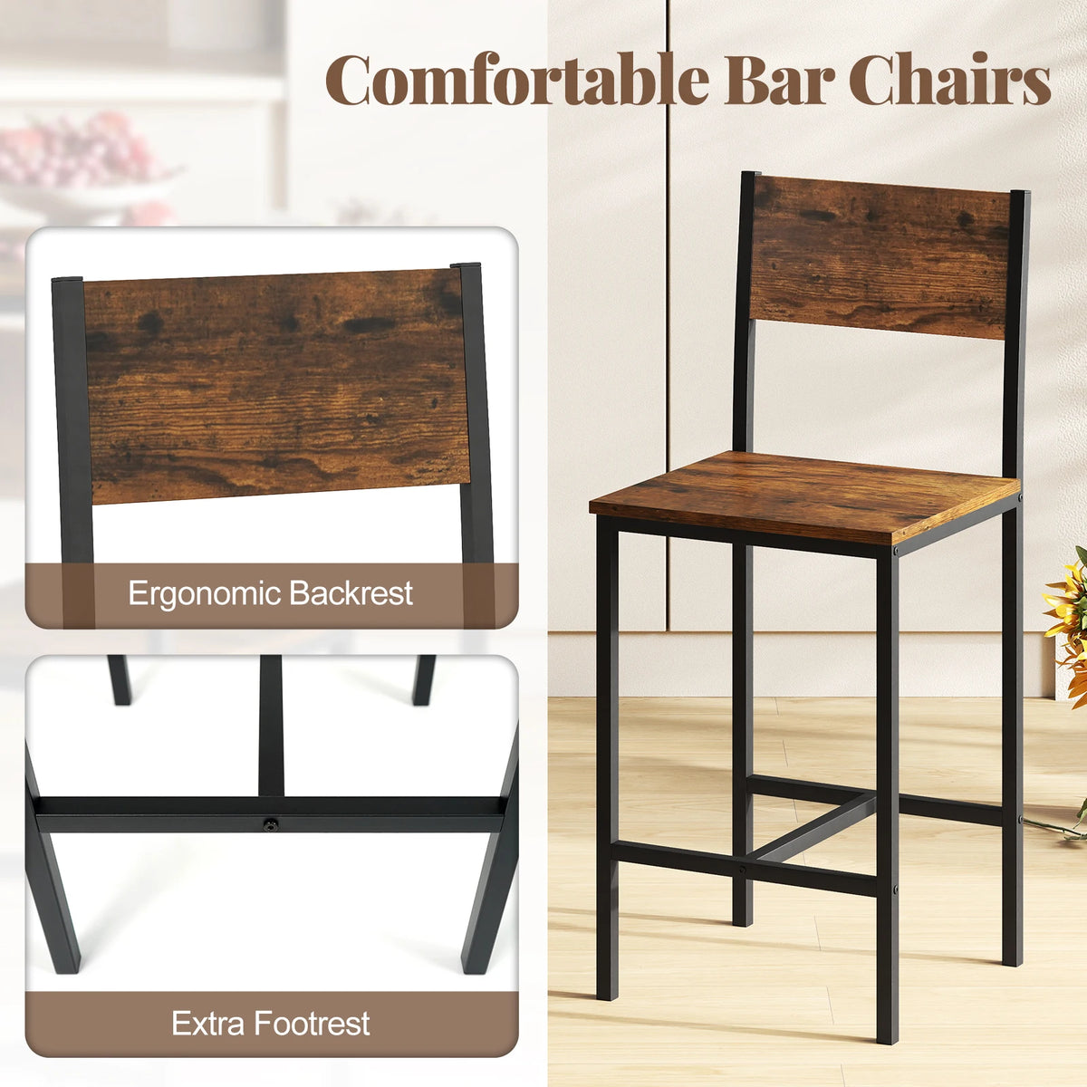 Homasis 3 Piece Bar Table And Stools Set