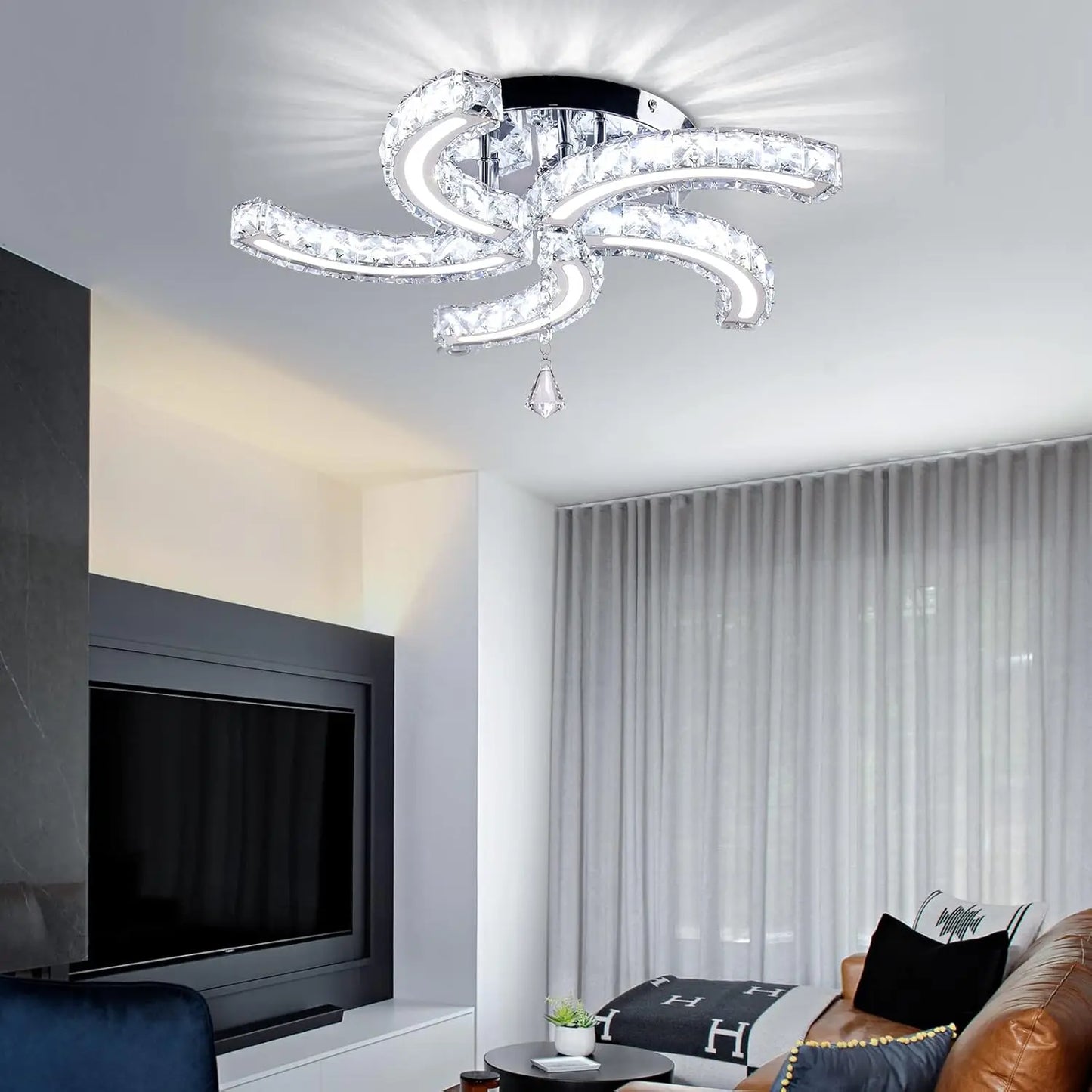 FRIXCHUR Modern Crystal Chandeliers LED Ceiling Light