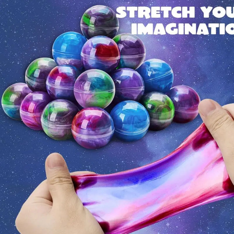 24 Pack Slime Party Favors Galaxy Slime Ball - Stretchy Non-Sticky Mess-Free Classroom Reward Party Supplies