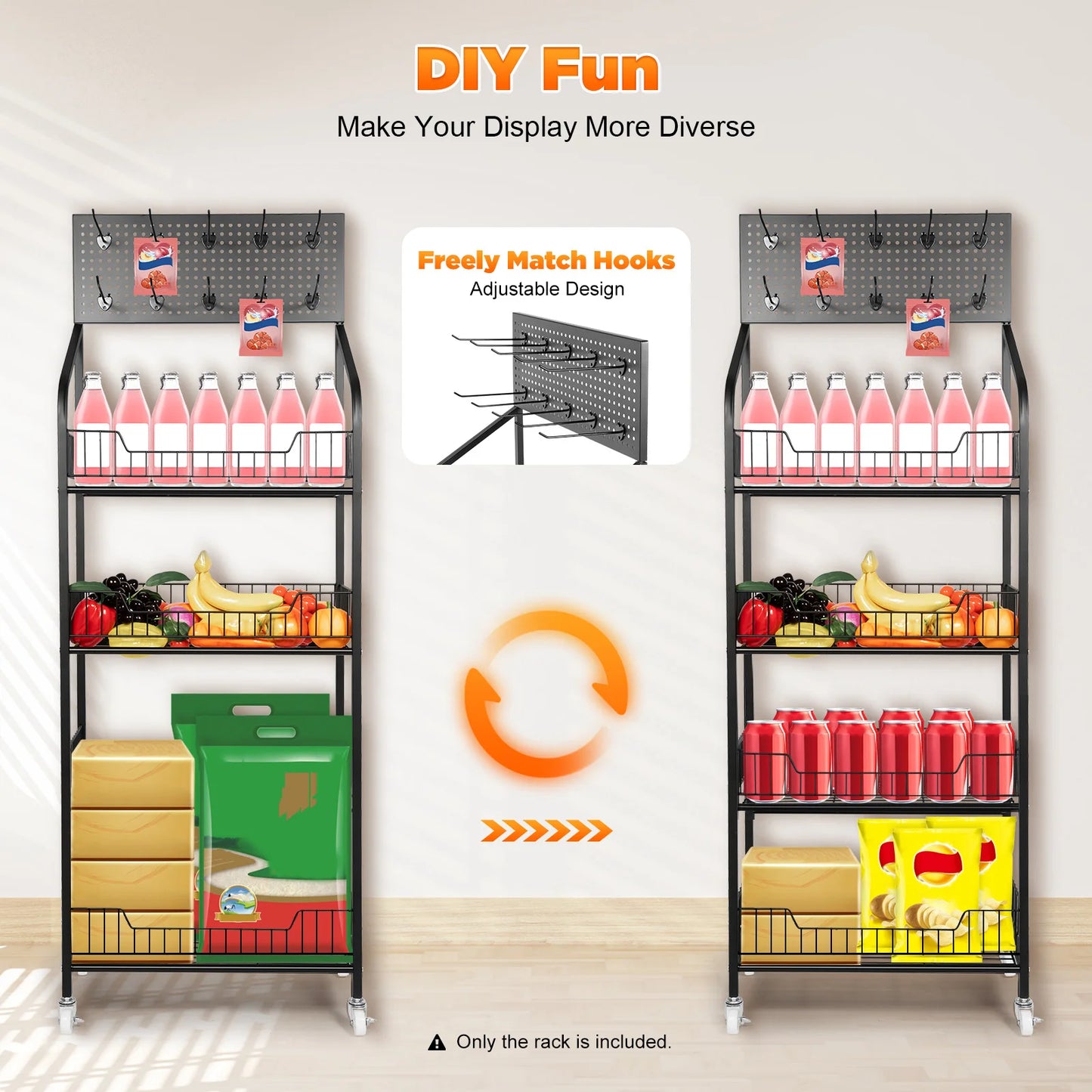 Bymaocar 4 Tier Retail Display Rack With Wheels