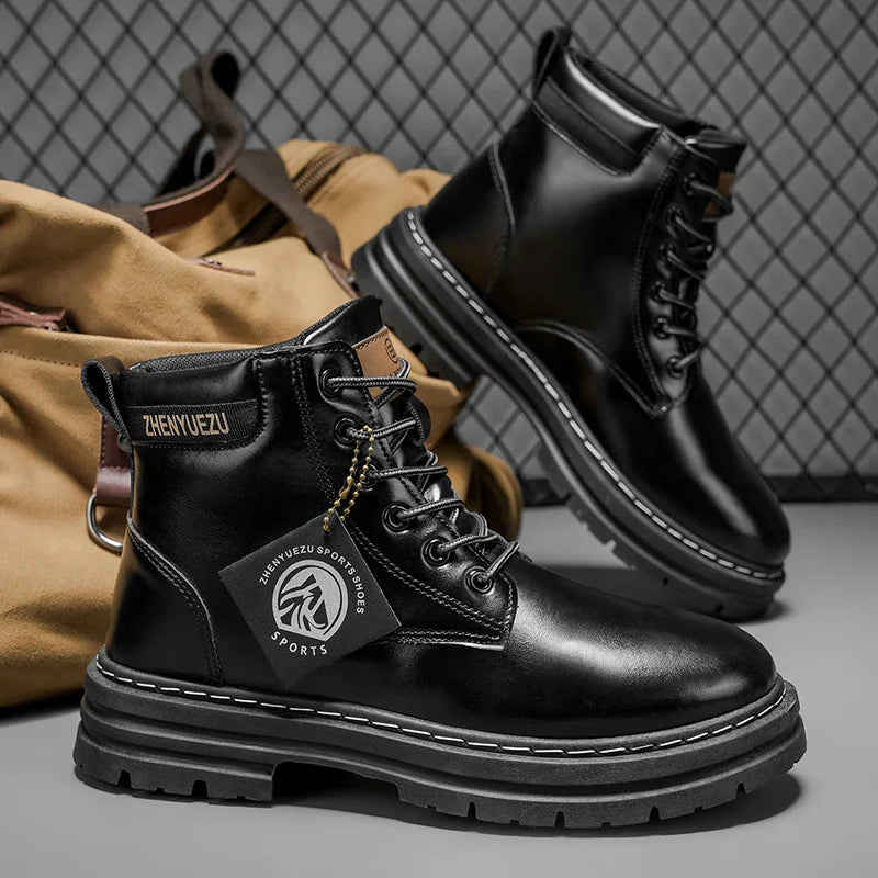 Men High Top Casual Walking Shoes With Thick Sole