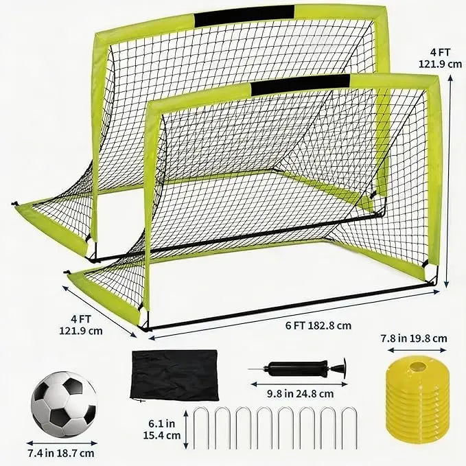 Soccer Goal 2 Pack,Kids Soccer Goals Set for Backyard, Soccer Goal for Youth Players Practice, with Soccer Ball,Ground Stakes