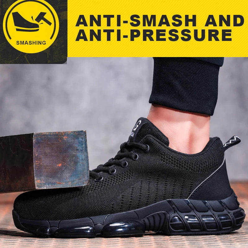 Men Steel Toe Work Safety Boots Lightweight Breathable
