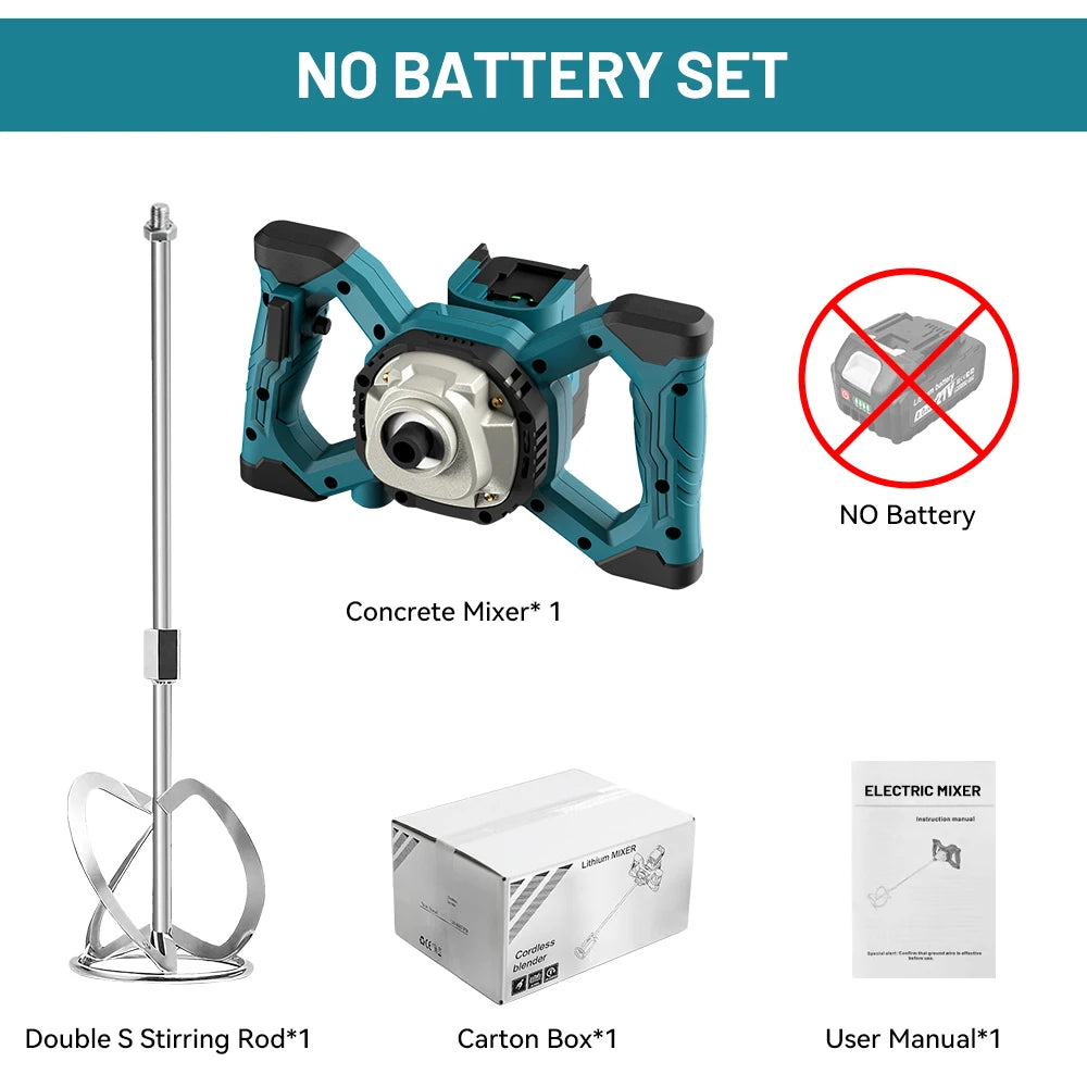 6 Speed Electric Paint Concrete Mixer Brushless Handheld Paddle Mix Mixer Adjustable Electric Mixing Rod For makita 18v battery