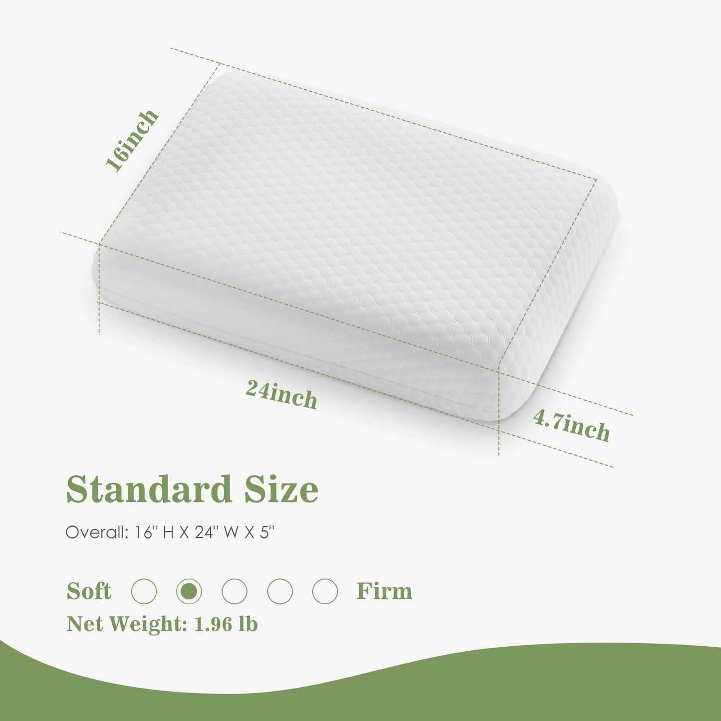 JHK 2-pieces Memory Foam Pillows Standard Size Neck Pillow Ventilated Cooling Bed Pillow with Removable Washable Cover Comfort