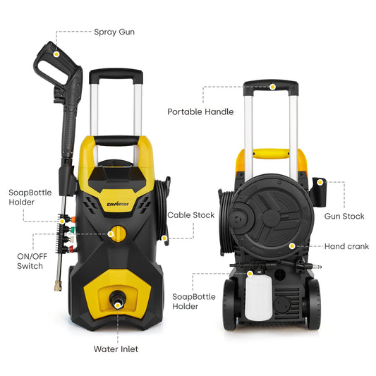 Enventor Electric Pressure Washer, 2300 PSI, Portable High Pressure Cleaner Machine, with 4 Nozzles, Foam Cannon for Cars, Homes