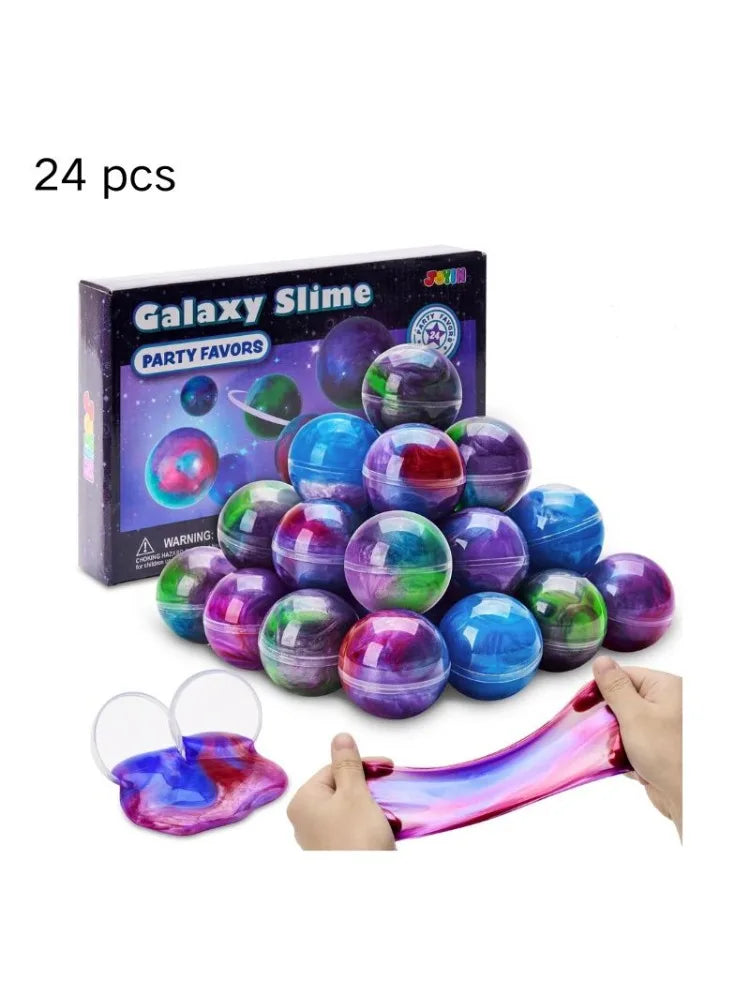 24 Pack Slime Party Favors Galaxy Slime Ball - Stretchy Non-Sticky Mess-Free Classroom Reward Party Supplies