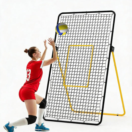 7x4ft Volleyball Return Net Heavy Duty Training Equipment Sports Rebounder with Elastic Rope & Target for Outdoor Backyard Court for Bumping, Setting, Spiking & Serving