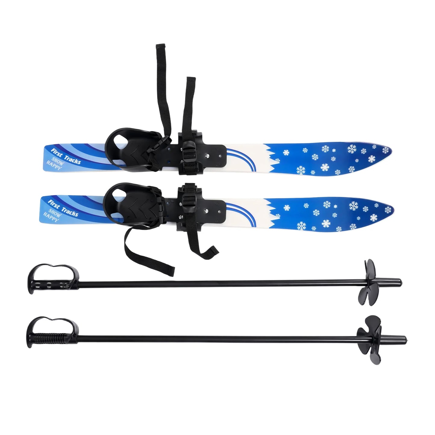 Kids Snow Sports Gear, Kids Skis and Poles, ABS PE Steel Blue 68cm 50kg Load Rounded Tip Kids Skis and Poles, Kids Skis and Poles 2-8 Years Old Beginner Snow Skiing Accessory