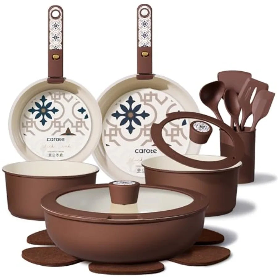Pots and Pans Non Stick, Cookware Sets Detachable Handle, Induction Kitchen Pots and Pans, NonStick Cooking Set, Oven/Dishwashe