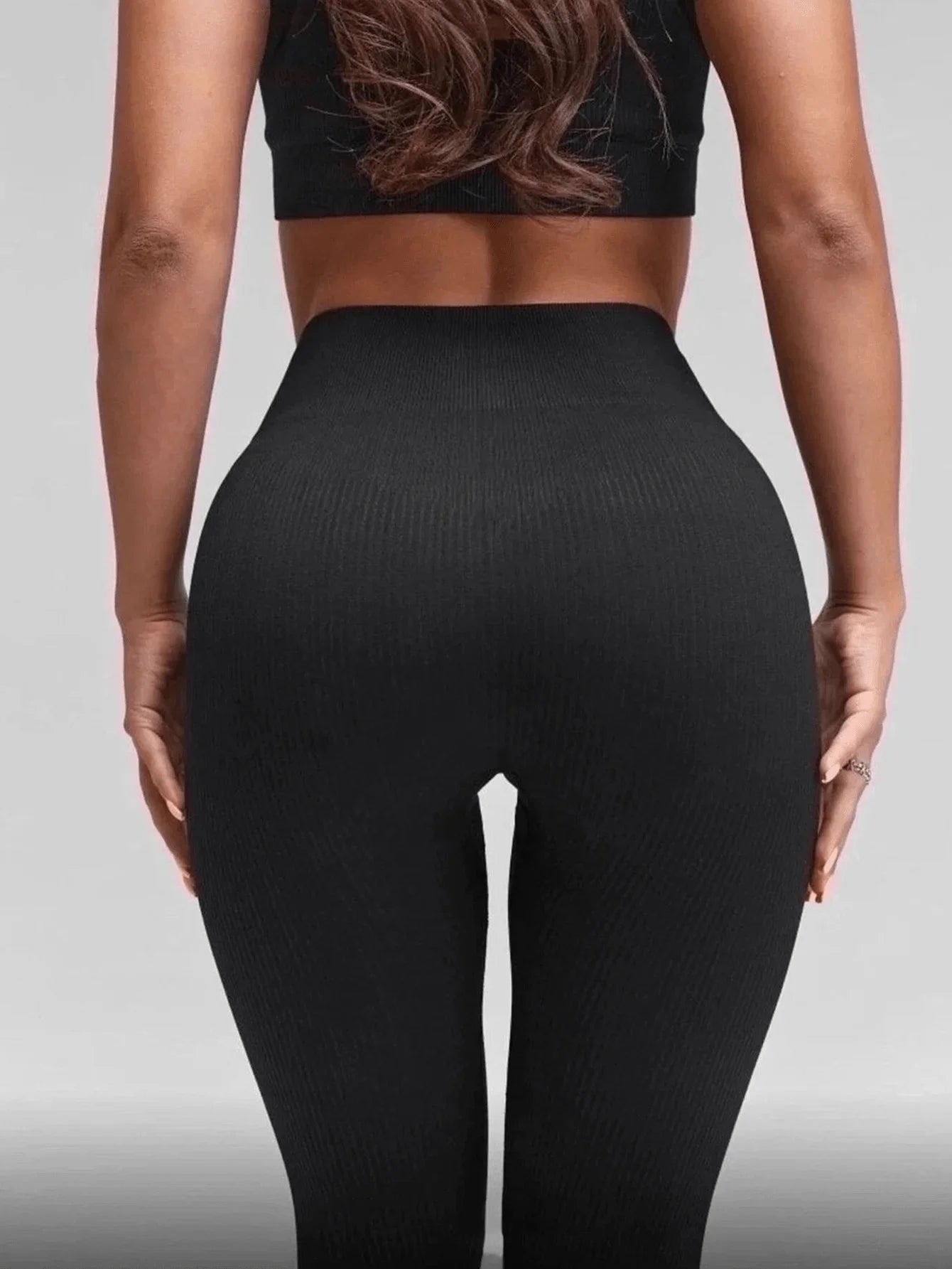 Summer Sports Yoga Leggings, Seamless High Elasticity Tummy Control Wide Waistband Workout Tight Pants Black Spring