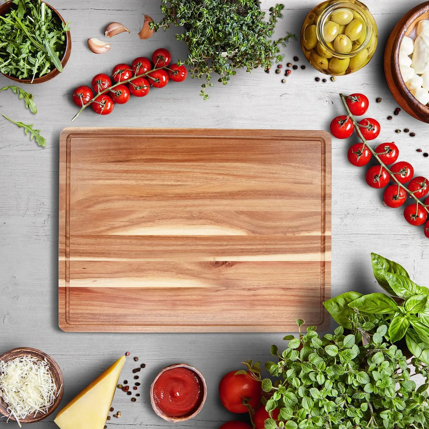 Fashionwu 60 cm Extra Large Cutting Board for Kitchen, 24 x 18 Inch Large Wooden Cutting Boards with Juice Groove, 1.2" Thick Butcher Block Cutting Board for Meat Vegetables, Large Charcuterie Board