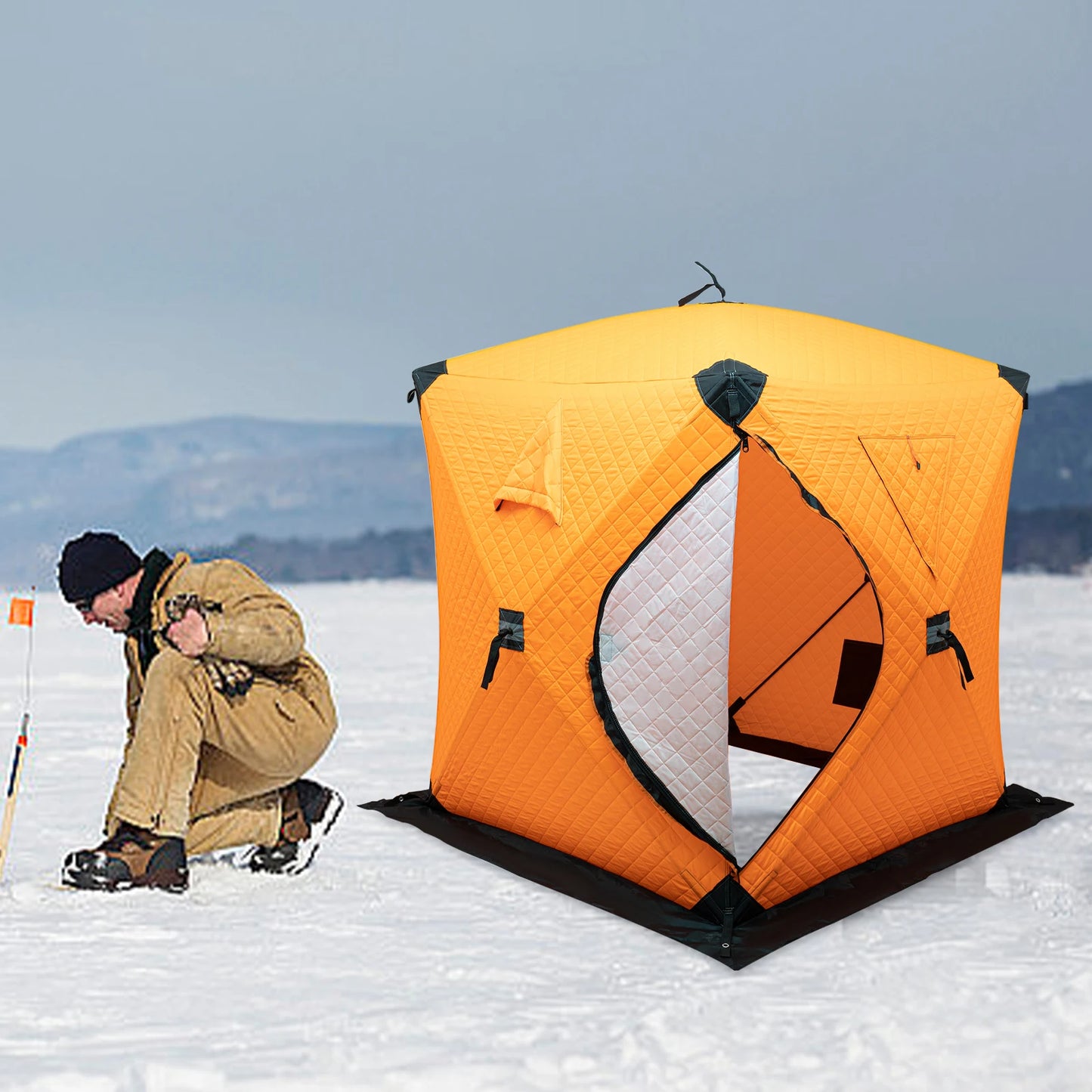 Outdoor Ice Fishing Tent, Portable Fishing Shelter Snow Tent, Pop Up Travel Tent,  Multifunctional Camping Supplies 210D Oxford Cloth for Parks,Backyards, Snowfields