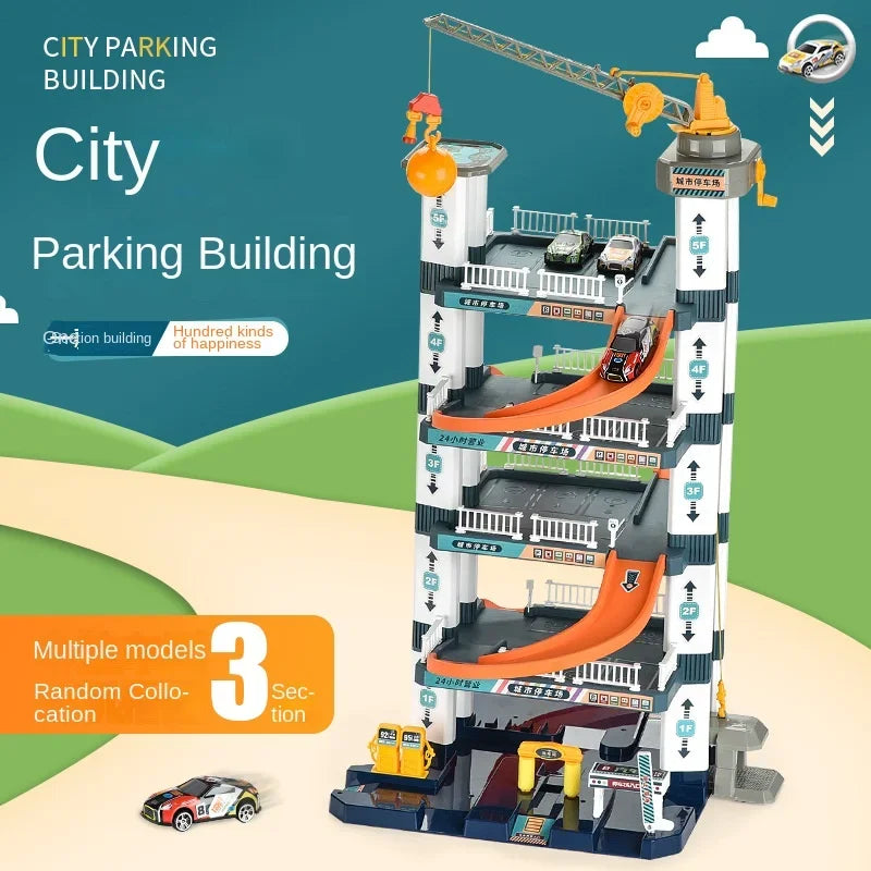 Big Five-layer Slide Parking Random little Car Set Puzzle Assembled Multi-layer Racing Model Boy Birthday Gifts Kids Track Toys