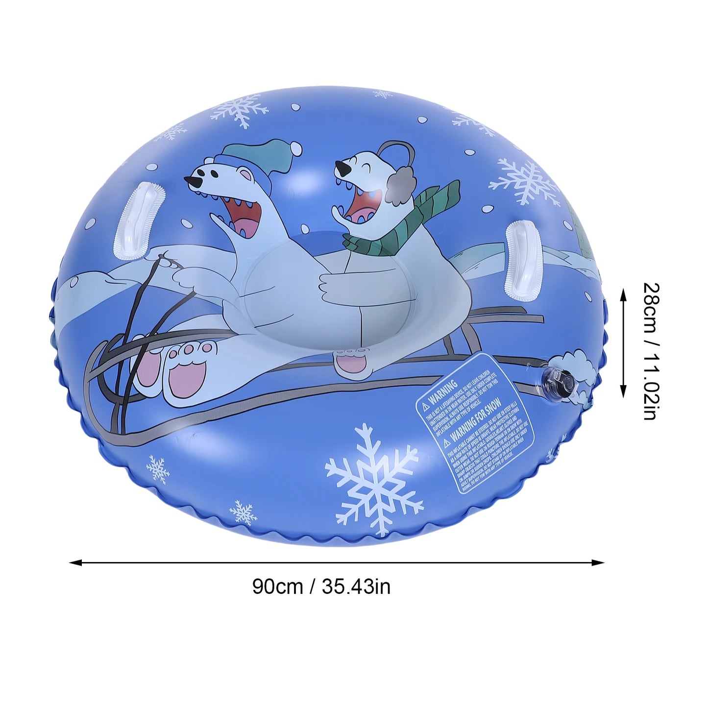 Inflatable Snow Tube Thickened Bottom 36 Inch Kids Sled with Handles 2 Repair Patches for Winter Outdoor Sledding Round Sled