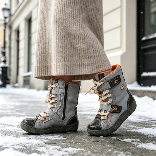 TMA EYES Women's Winter Retro Snow Boots Vintage Trendy Warm Fur Lined Ankle Boots Non-slip Outdoor Shoes