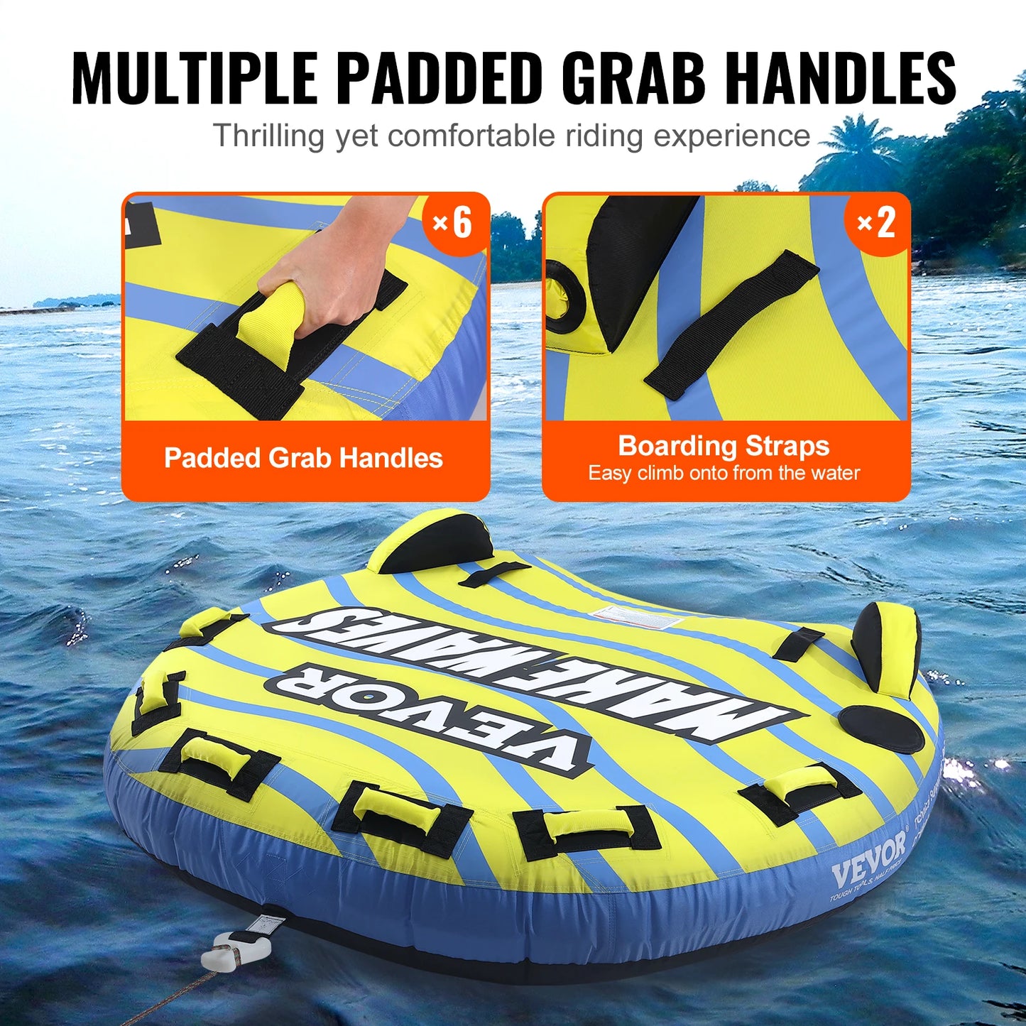 SucceBuy Towable Tube for Boating 3 Person with Bumper Fins