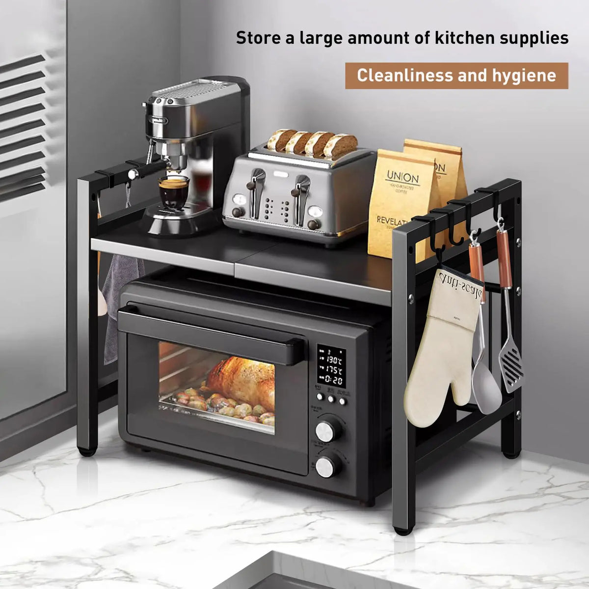 Expandable Microwave Shelf Organizer Rack