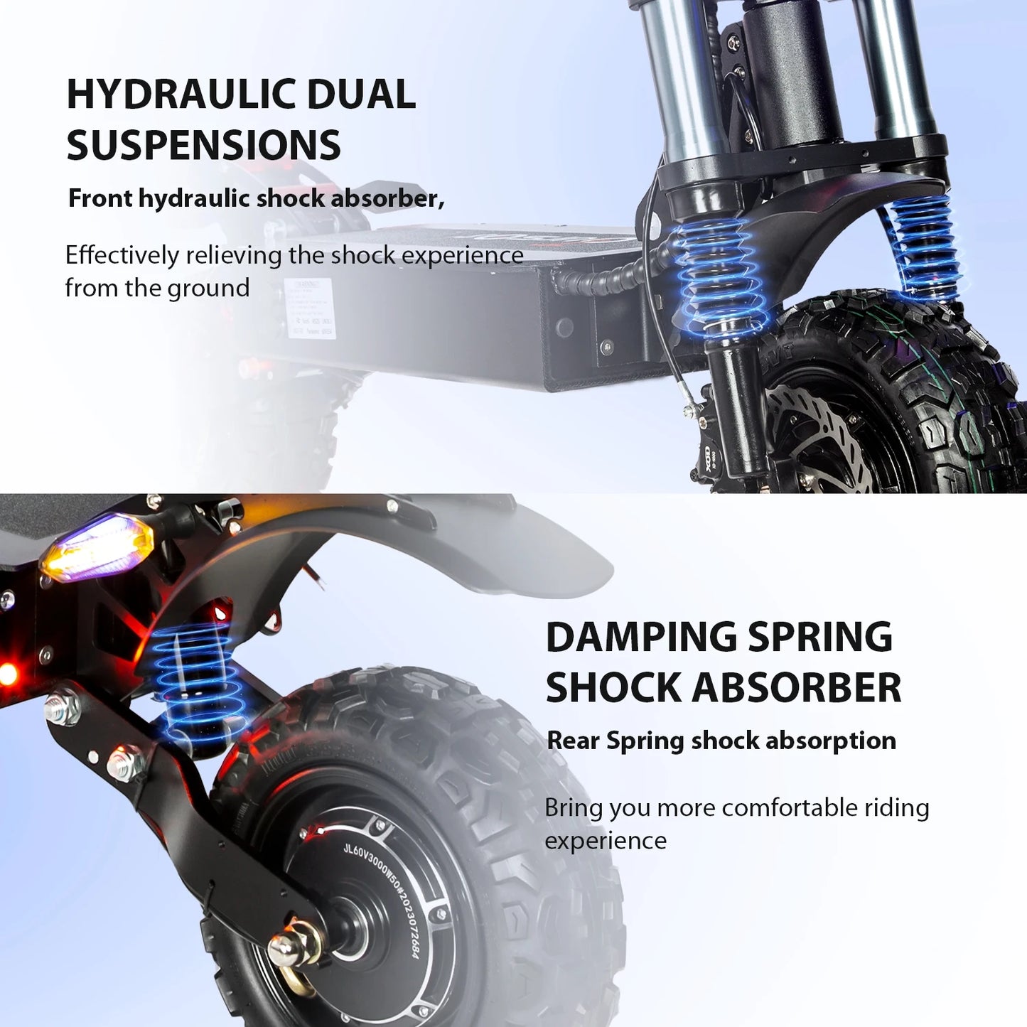6000W 60V 40Ah Dual Motor Folding Electric Scooter Off Road