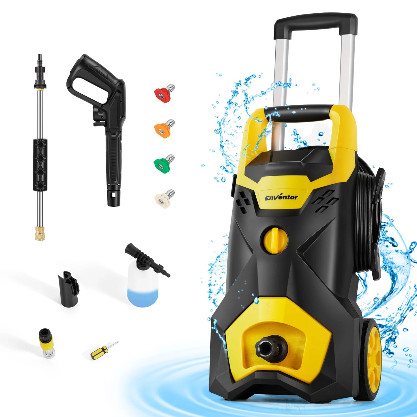 Enventor Electric Pressure Washer, 2300 PSI, Portable High Pressure Cleaner Machine, with 4 Nozzles, Foam Cannon for Cars, Homes
