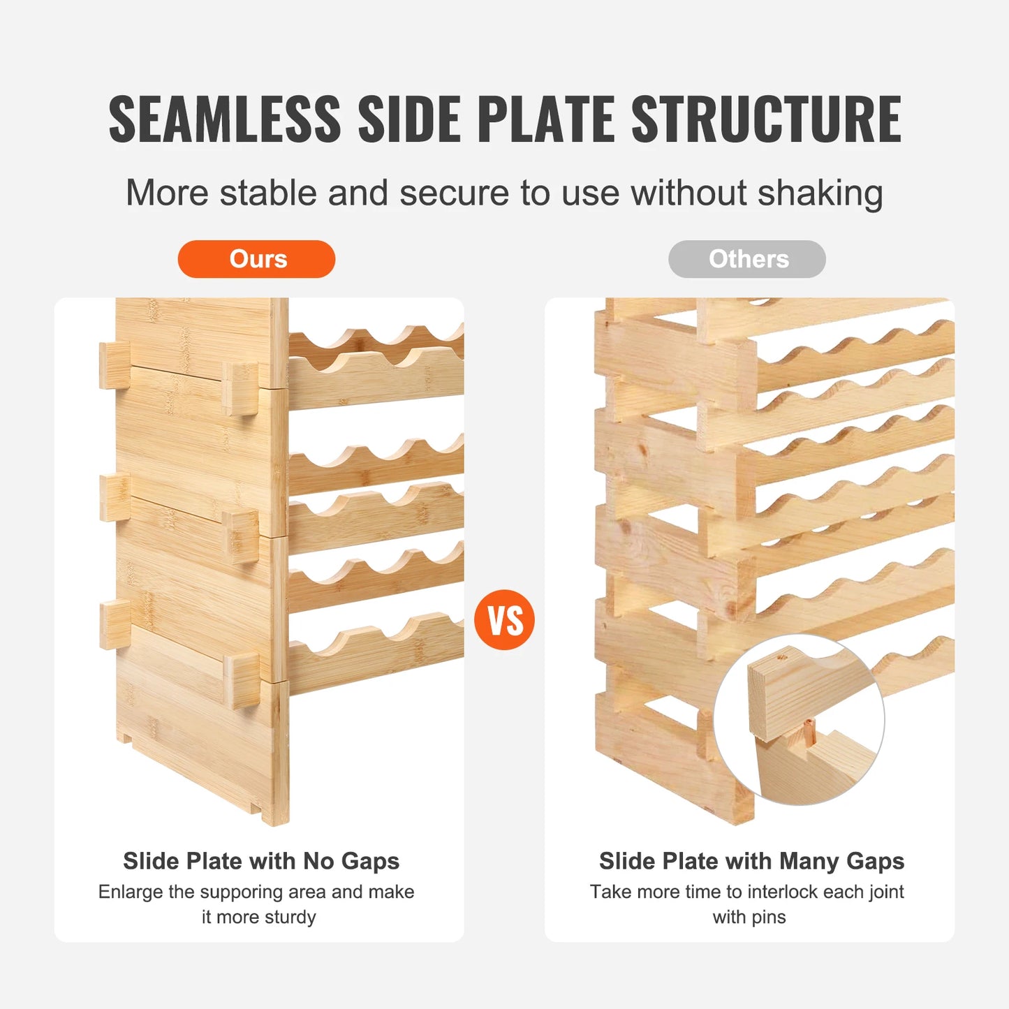 SucceBuy 8 Tier Bamboo Stackable Wine Rack