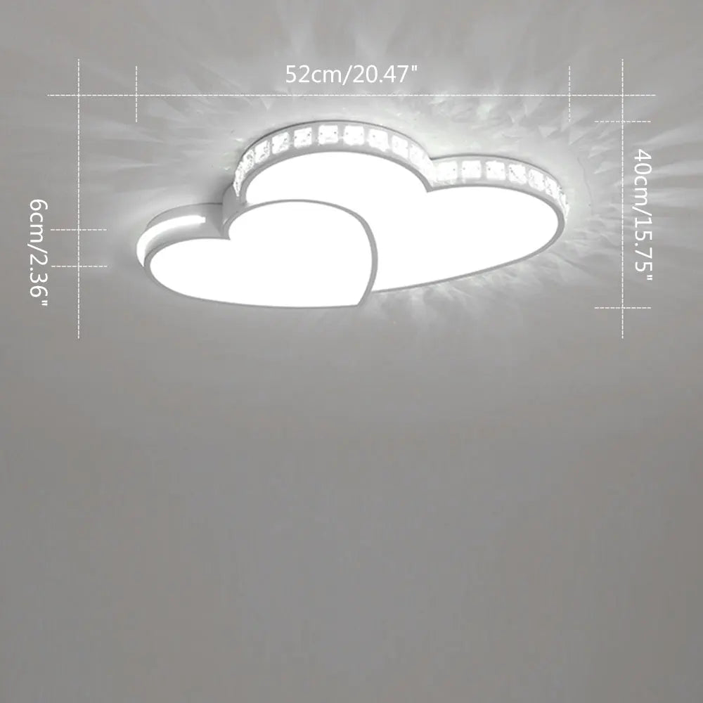 Heart Shaped Crystal LED Ceiling Light Flush Mount Lamp