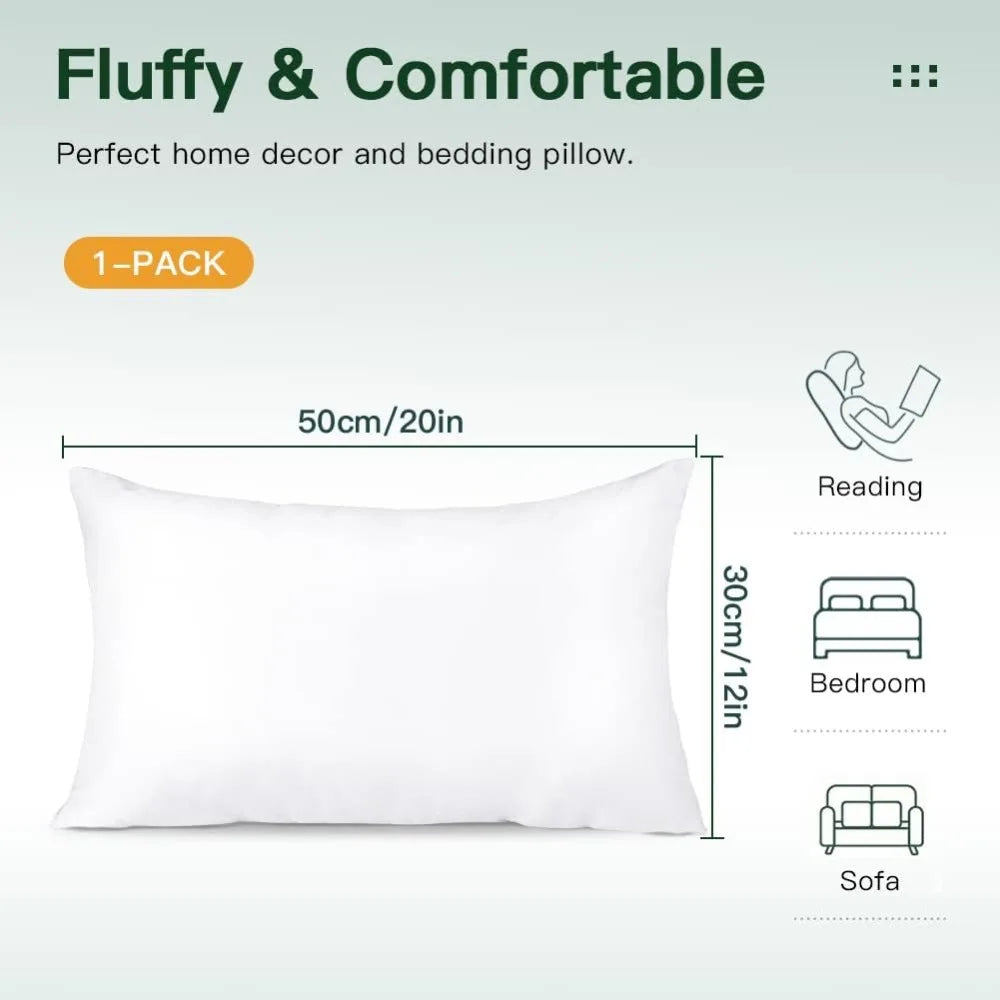 Soft Fluffy Plump Throw Pillow Insert Cushion Inner Stuffer Pad 12x20 Inches Decorative Pillow Form White Filling Home Decor