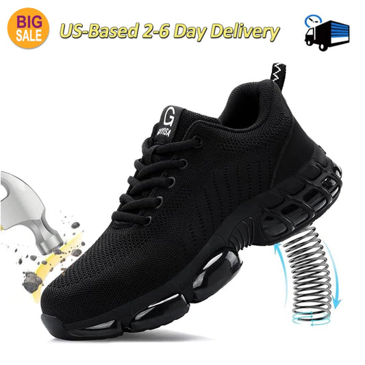 Men Steel Toe Work Safety Boots Lightweight Breathable