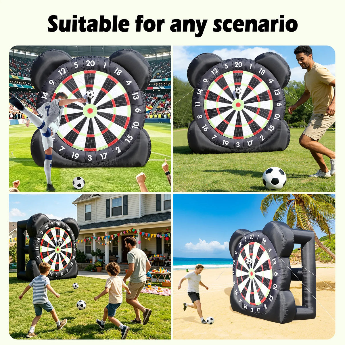 10FT Heavy-Duty Inflatable Soccer Darts Game Set, Giant Kick Darts Board with Velcro Balls for Outdoor Party, Backyard BBQ, Family Reunion & Team Building Competition