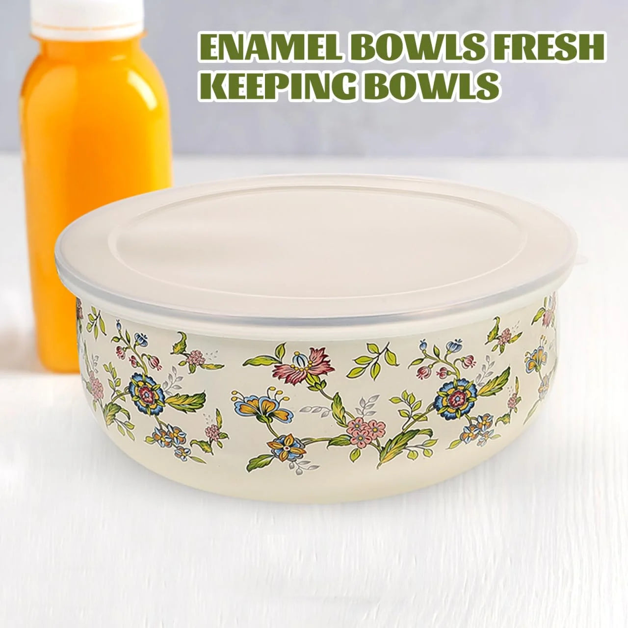 5PCS Enamel Bowls, Enamel on Steel Mixing Bowls with Lids, Vintage Soup Retro Food Containers Soup with Lids, Mixing with Set Containers for Food Fruits Salad