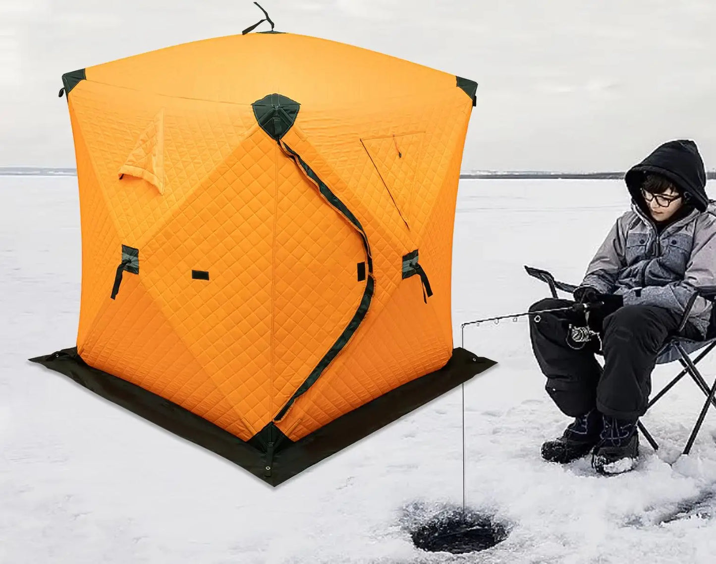 Outdoor Ice Fishing Tent, Portable Fishing Shelter Snow Tent, Pop Up Travel Tent,  Multifunctional Camping Supplies 210D Oxford Cloth for Parks,Backyards, Snowfields
