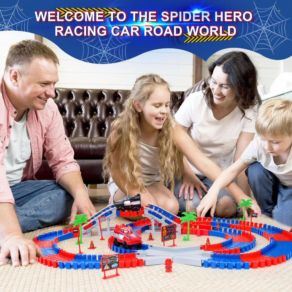 Space Track Toys Magic Climbing electric Engineering Race Car Toy Bendable Flexible Race track Cars Train Toy For Kid Gift Puzzle Assembly Set Educational Building Blocks Gift for Boys