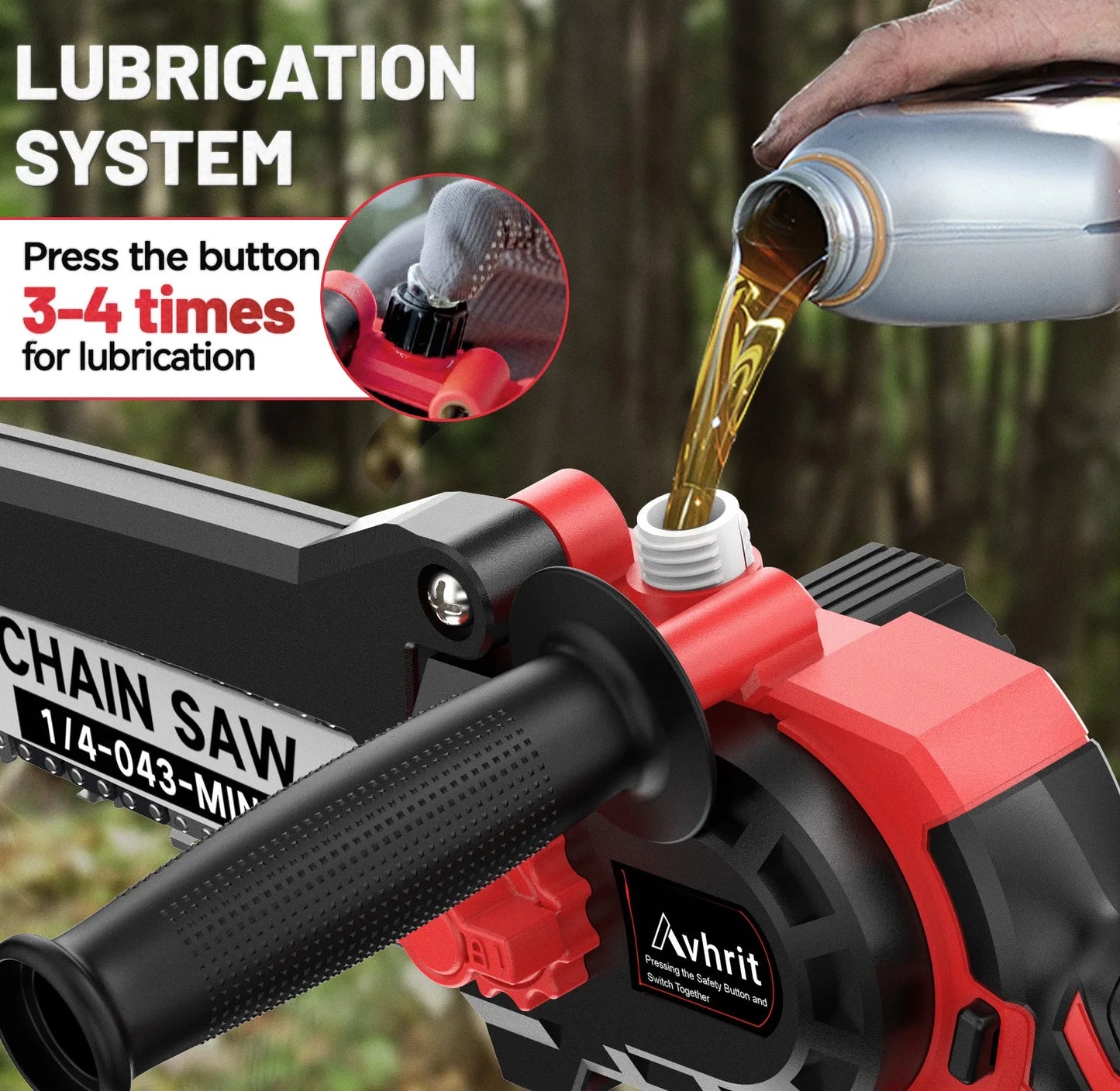 Avhrit 2-in-1 Mini Chainsaw & Electric Pole Pruner 8 Inch 8000 mAh (2×4.0Ah) Batteries Brushless Motor  Extendable Pole up to 4.9 m 120° Pivoting Cutting Head Automatic Lubrication System