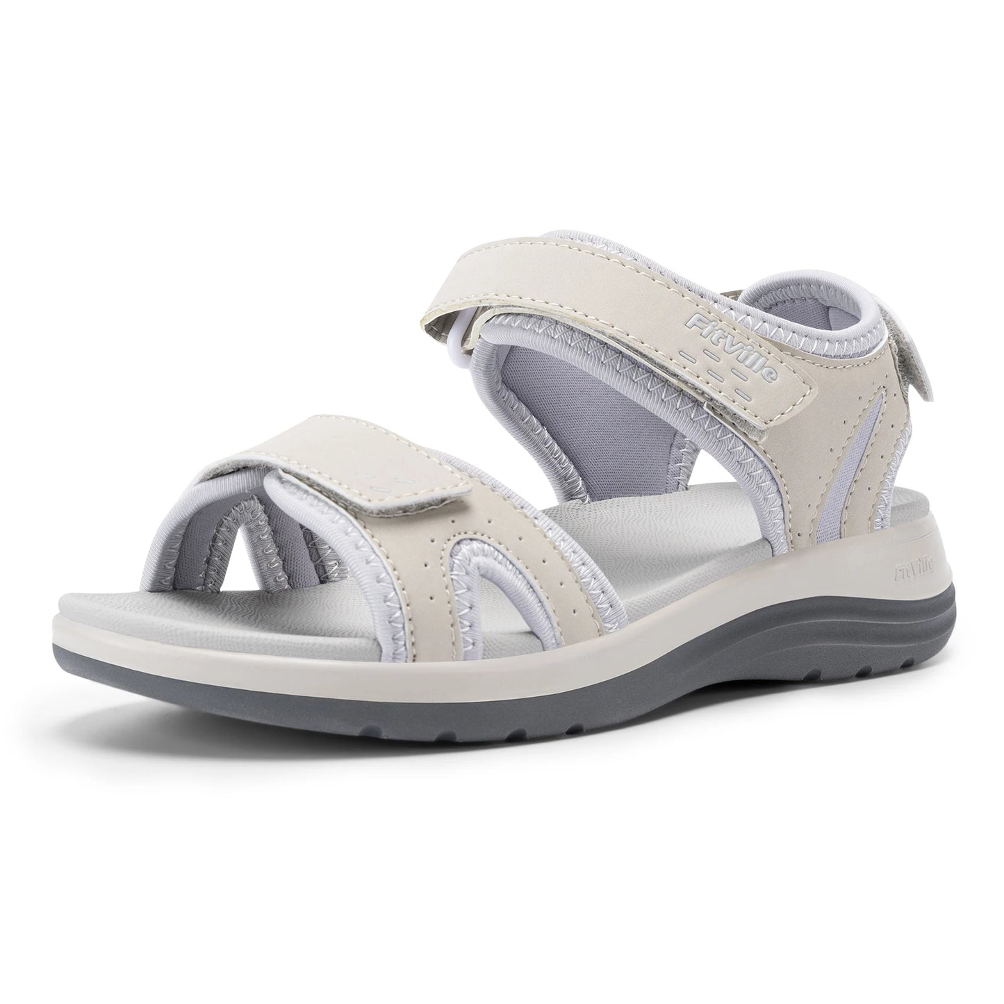 FitVille Women Orthopedic Summer Beach Flat Sandals Open Toe Orthotic Sandals Adjustable Ankle Strap, Wide Fit Arch Support Comfort Sandals for Swollen Feet, Flat Feet, High Instep & Foot Pain Relief