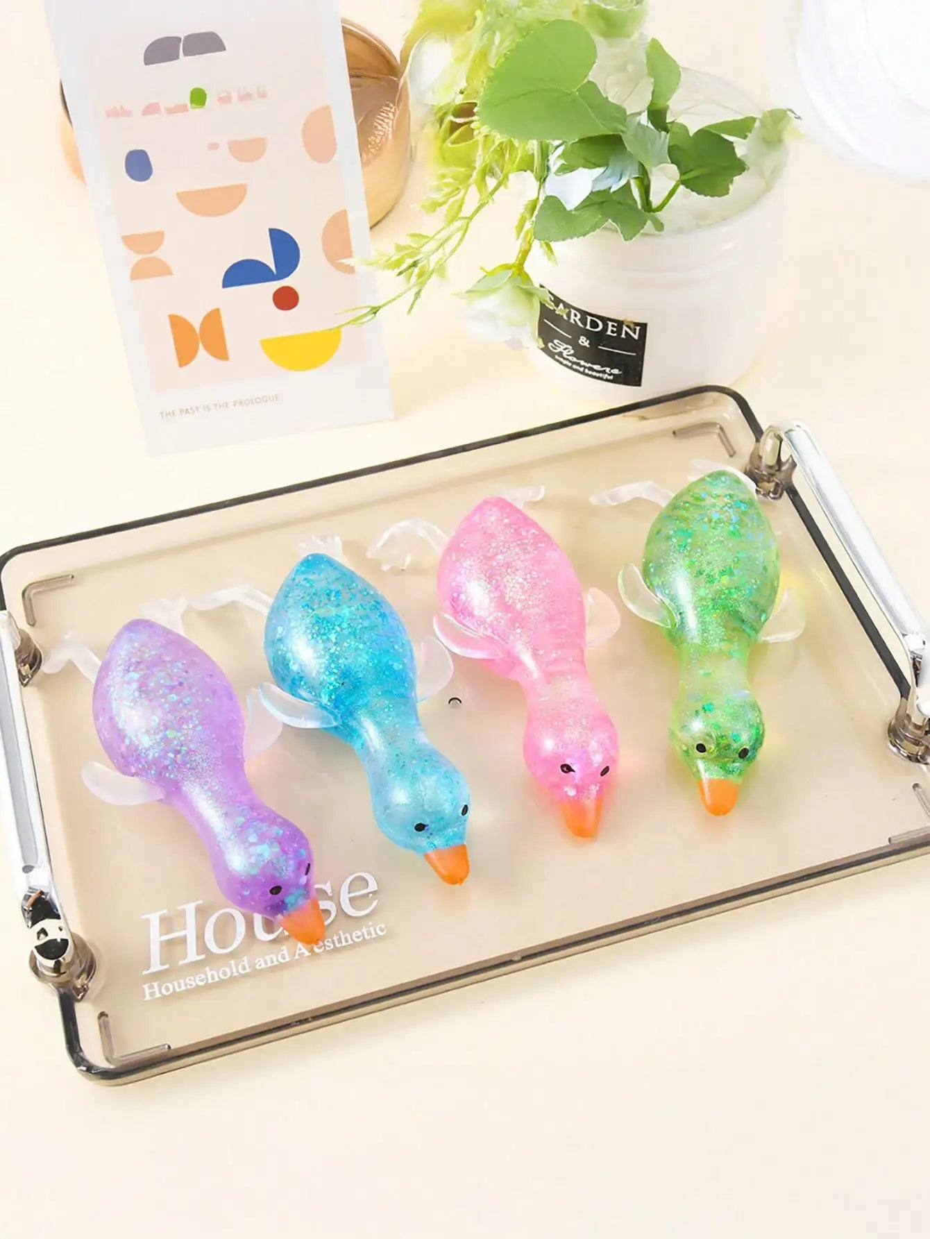 Glitter Crystal Swan Duck Squishy Toy For Stress Relief
