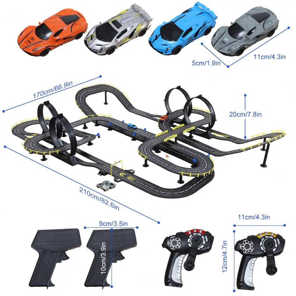 Electric Slot Car Race Track Set for Kids Electric Remote Control Track Car High Speed Showdown Gifts Toys for Boys Girls