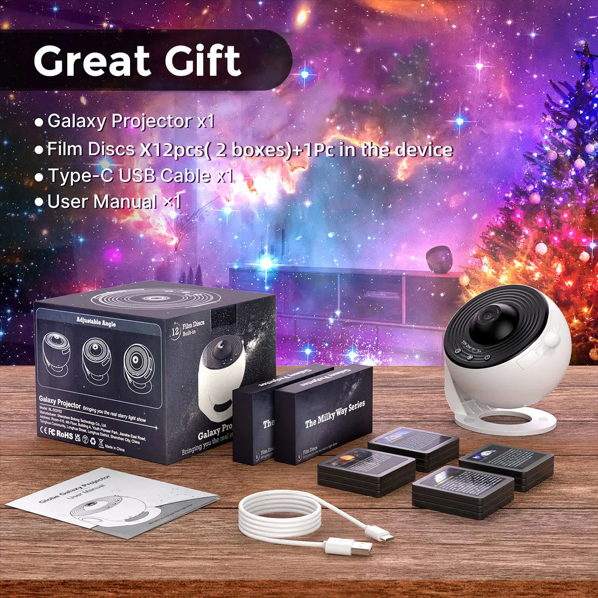 Mexllex Galaxy Star Projector 13In1 LED Night Light
