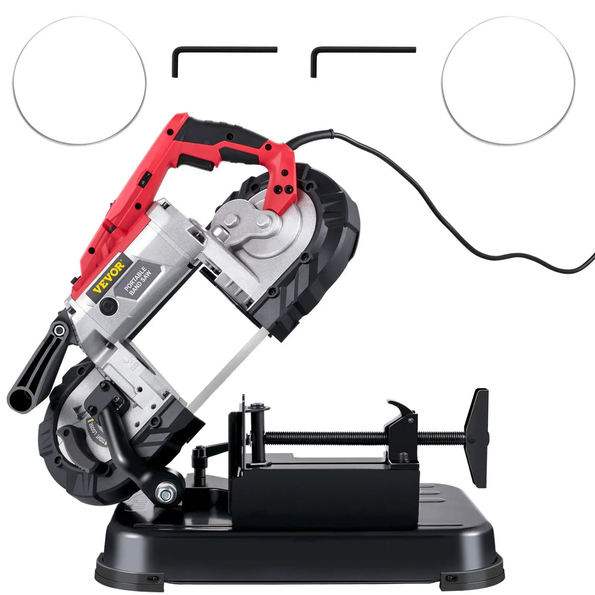SucceBuy Portable BandSaw 5Inch Cutting Capacity Cordless Variable Speed 10Amp Motor Deep Cut Bandsaw for Metal Wood Pipes Rebar