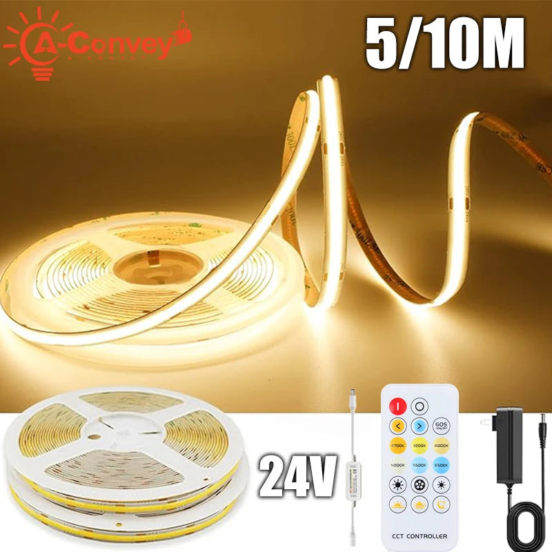 A-Convey 24V COB LED Strip Light Dimmable With Remote