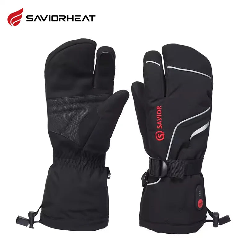 Savior Heat Winter Mittens Ski Heated Gloves Rechargeable Eelctric Battery for Men Women Keep Warm Heated Outdoor Sports Gloves