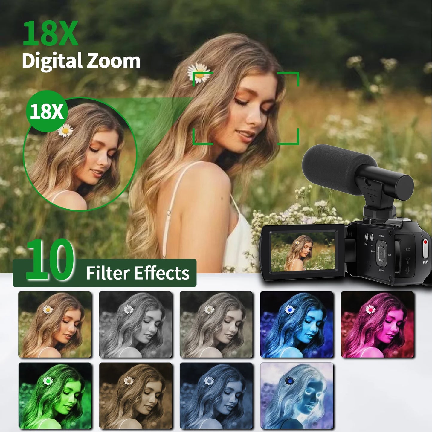 4K Handheld DV Camera 48MP For Vlog Recording