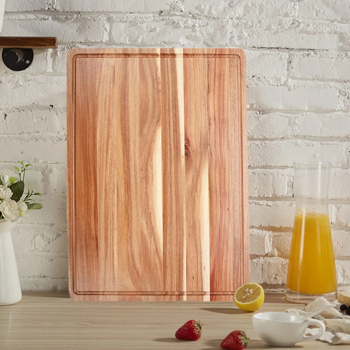 Fashionwu 60 cm Extra Large Cutting Board for Kitchen, 24 x 18 Inch Large Wooden Cutting Boards with Juice Groove, 1.2" Thick Butcher Block Cutting Board for Meat Vegetables, Large Charcuterie Board