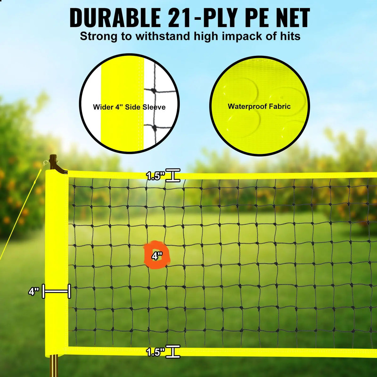 Outdoor Portable Volleyball Net System, Adjustable Height Steel Poles, Professional Volleyball Set with PVC Volleyball, Pump