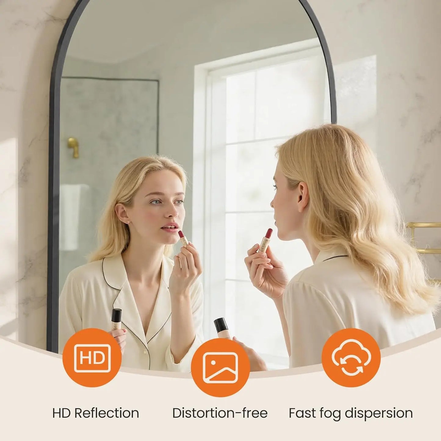 24'x36' Arched Black Bathroom Mirrors for Wall | Bathroom Mirrors for Over Sink, Metal Framed with HD Shatter-Proof Glass for En
