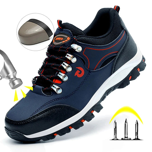 Steel Toe Anti-Smash Puncture Proof Men's Rotary Buckle Industrial Protective Work Sneakers