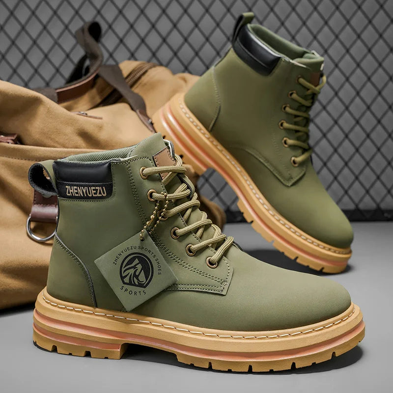 Men High Top Casual Walking Shoes With Thick Sole