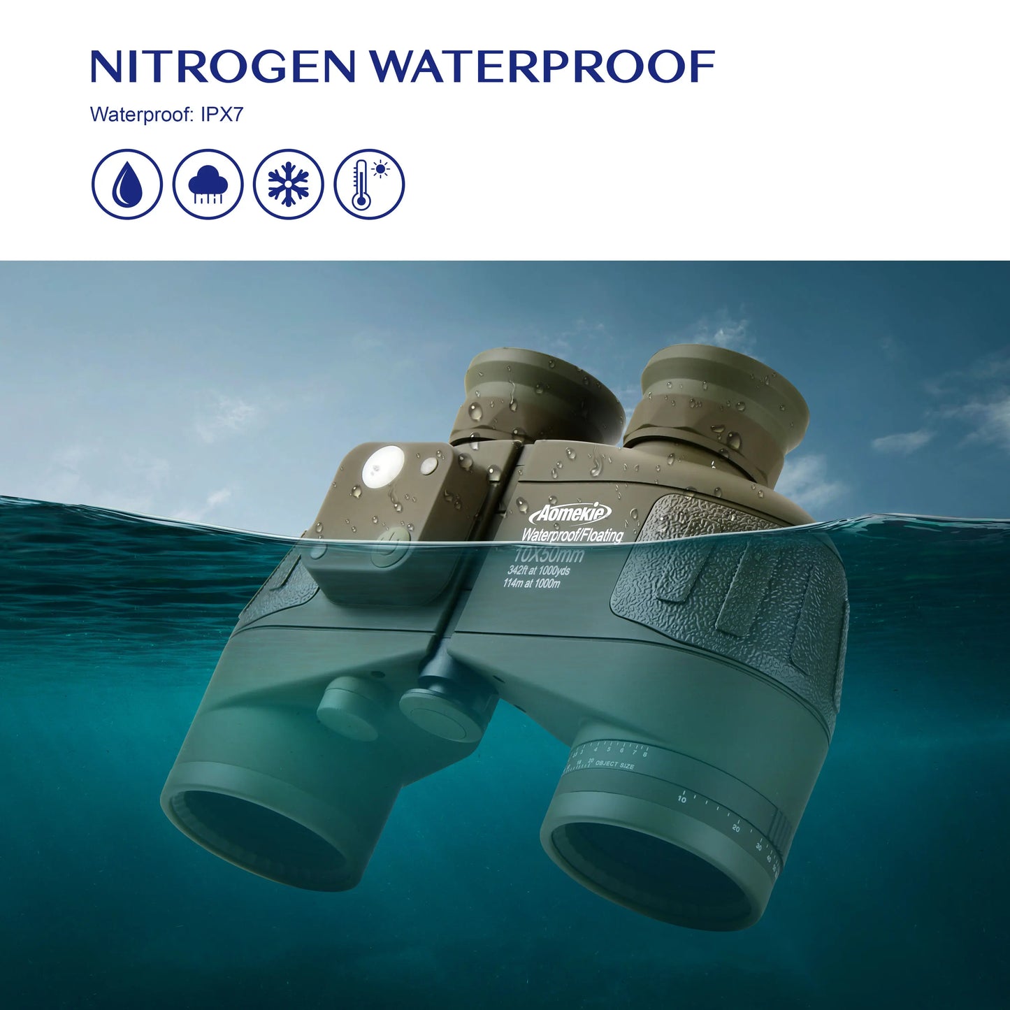 HD Marine Binoculars With Rangefinder Compass BAK4 Prism