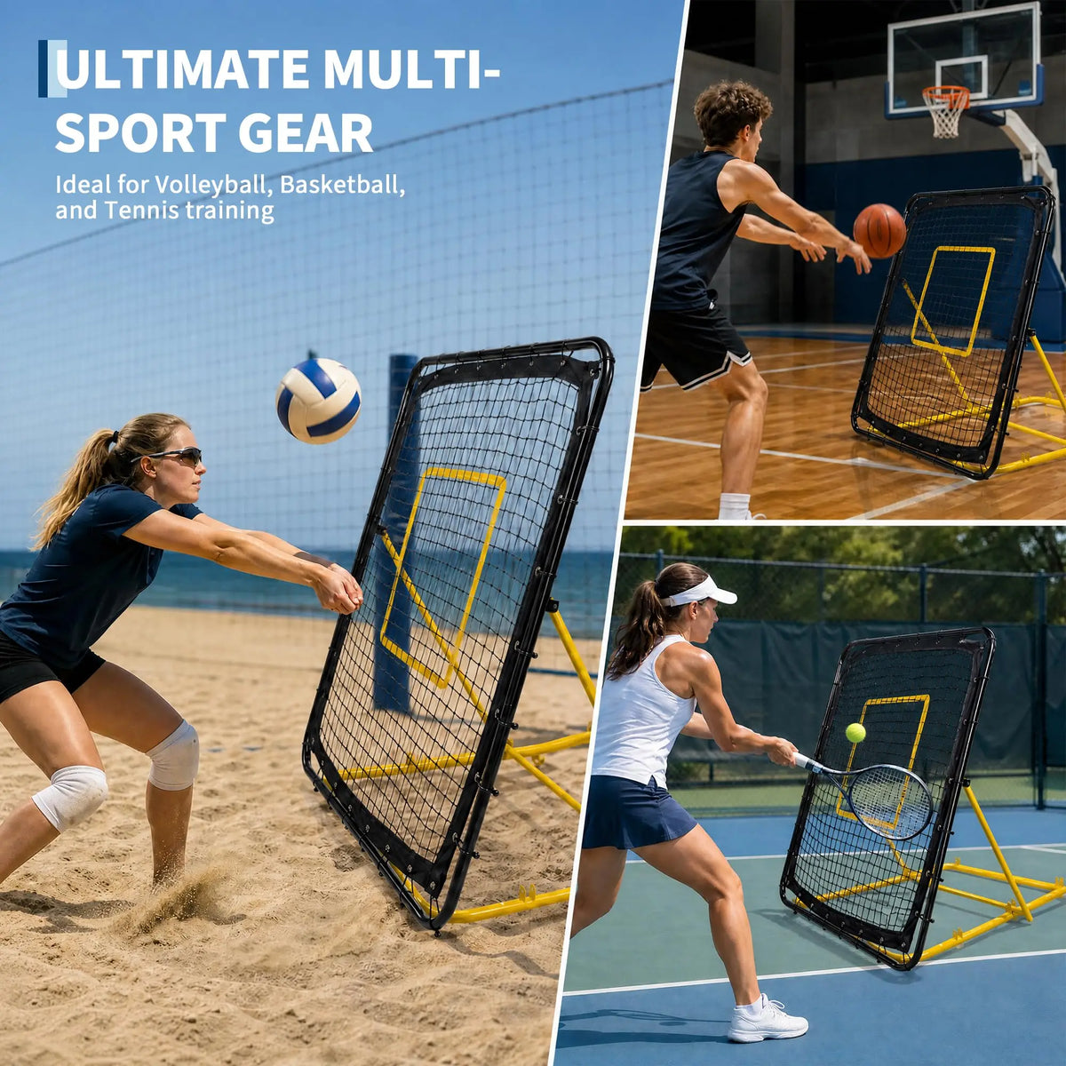 Adjustable Volleyball Rebounder Net 4x6 Ft With PU Volleyball And Stakes