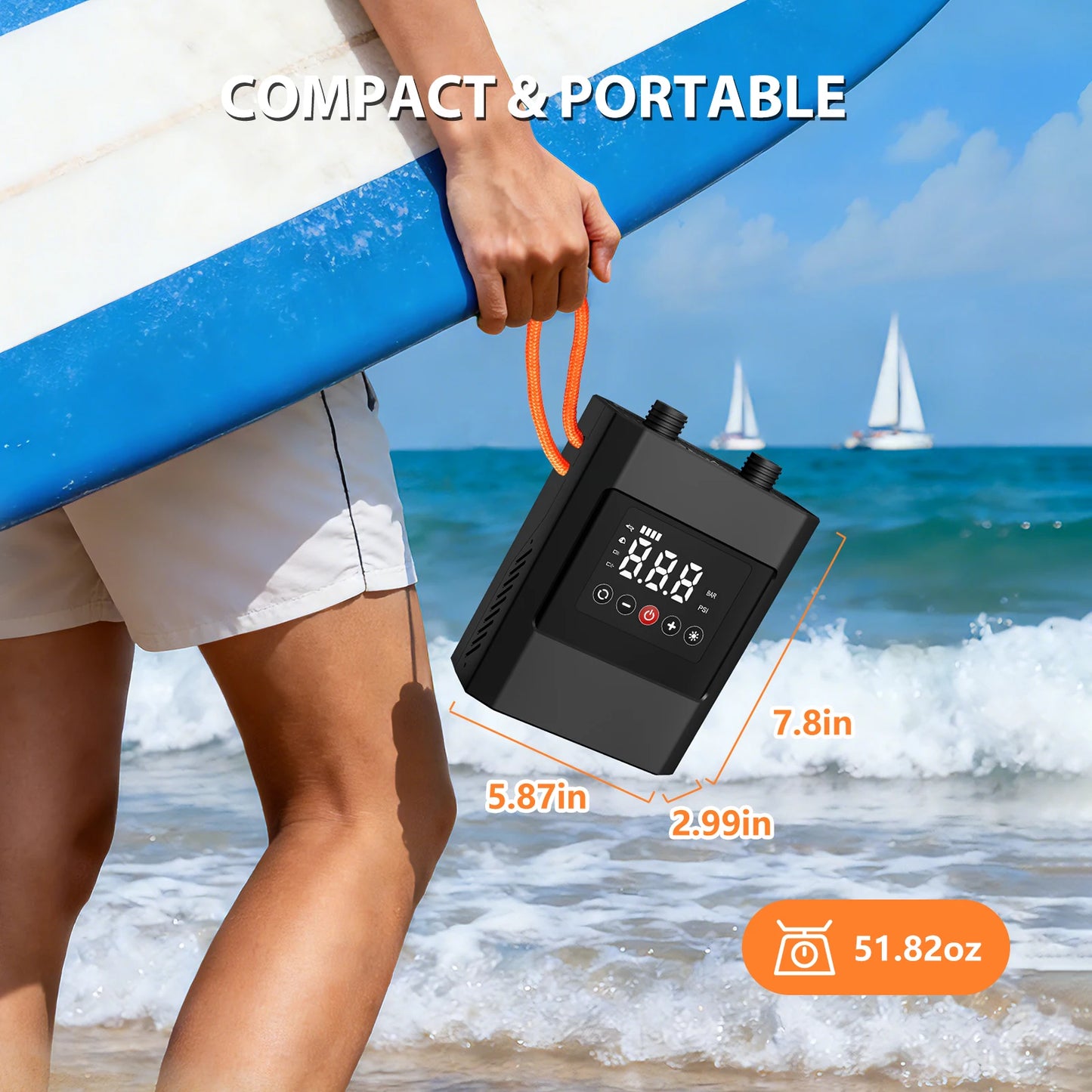 20 PSI Electric SUP Pump With Battery And DC Dual Power